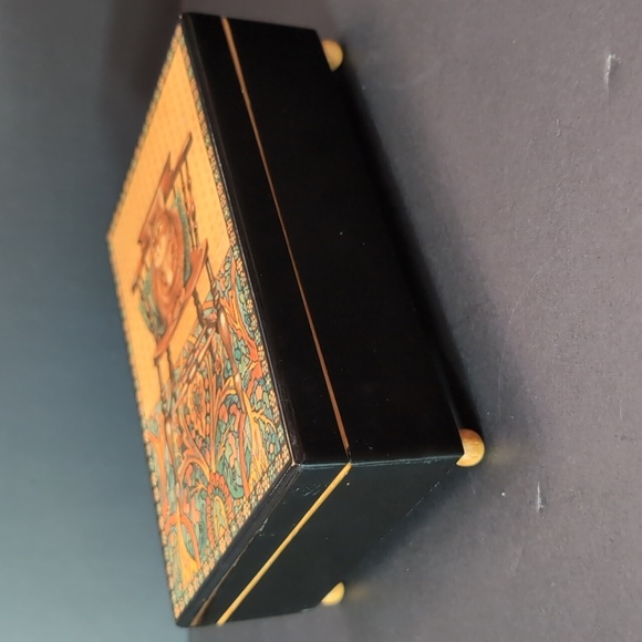 VTG,1990 Blossom Lesley Anne Ivory,Enesco Wooden Lacquered Jewelry Box with Cat. - Picture 4 of 11